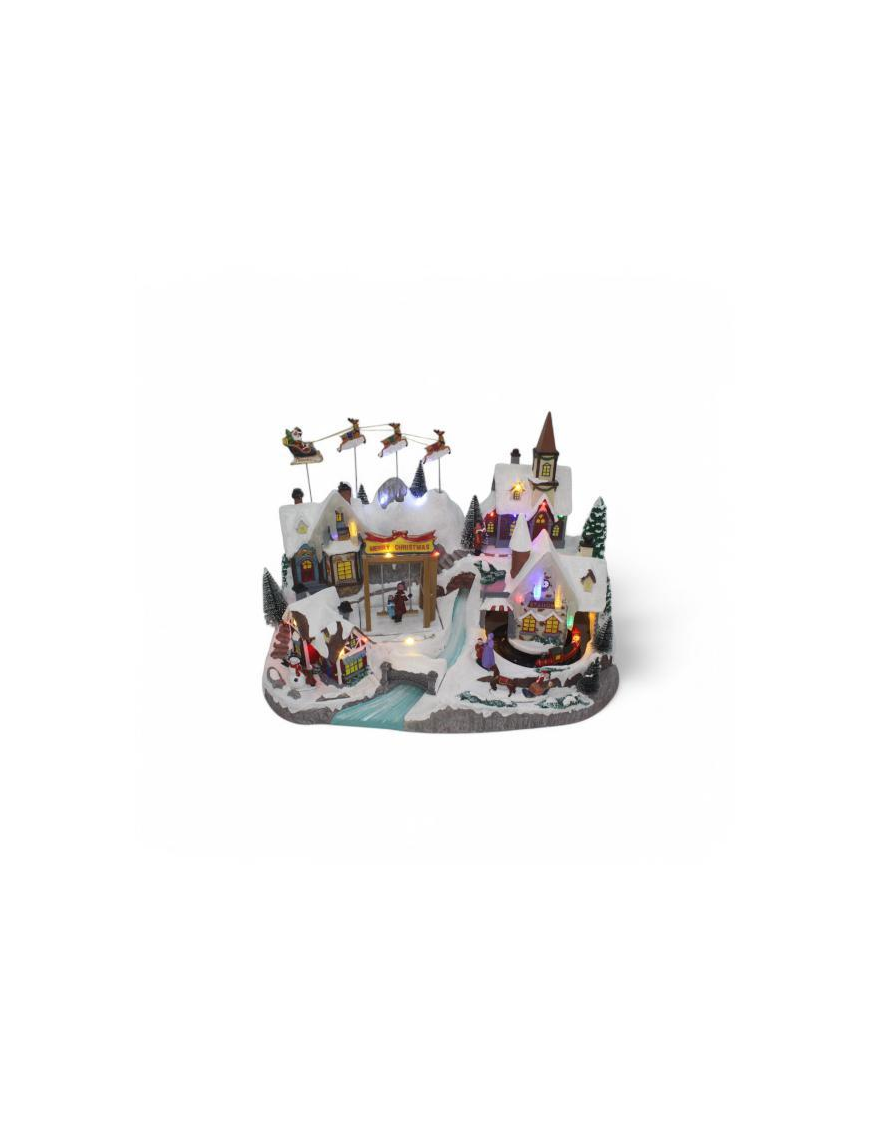 VILLAGE WITH LIGHT + MOVEMENT + MUSIC 50x29x34cm