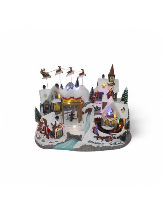 VILLAGE WITH LIGHT + MOVEMENT + MUSIC 50x29x34cm