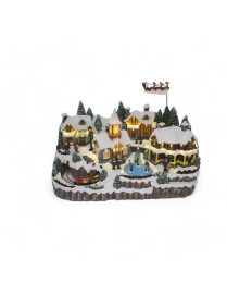 VILLAGE WITH LIGHT + MOVEMENT + MUSIC 55x32x45cm