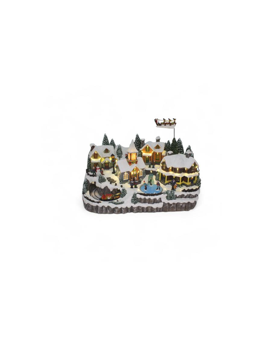 VILLAGE WITH LIGHT + MOVEMENT + MUSIC 55x32x45cm
