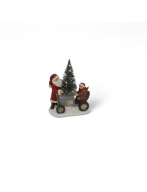 LINEA POLIRESINA BABBO NATALE CON ALBERO 17x11x21cm