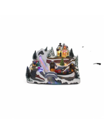 VILLAGE WITH LIGHT + MOVEMENT + MUSIC 29x20x19cm