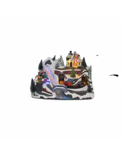 VILLAGE WITH LIGHT + MOVEMENT + MUSIC 29x20x19cm
