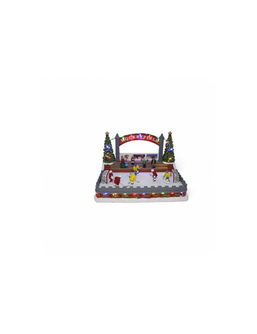VILLAGGIO CON LUCE+MOVIMENTO+MUSICA 32x23x21cm