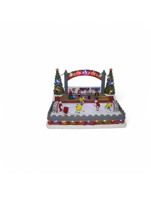 VILLAGGIO CON LUCE+MOVIMENTO+MUSICA 32x23x21cm