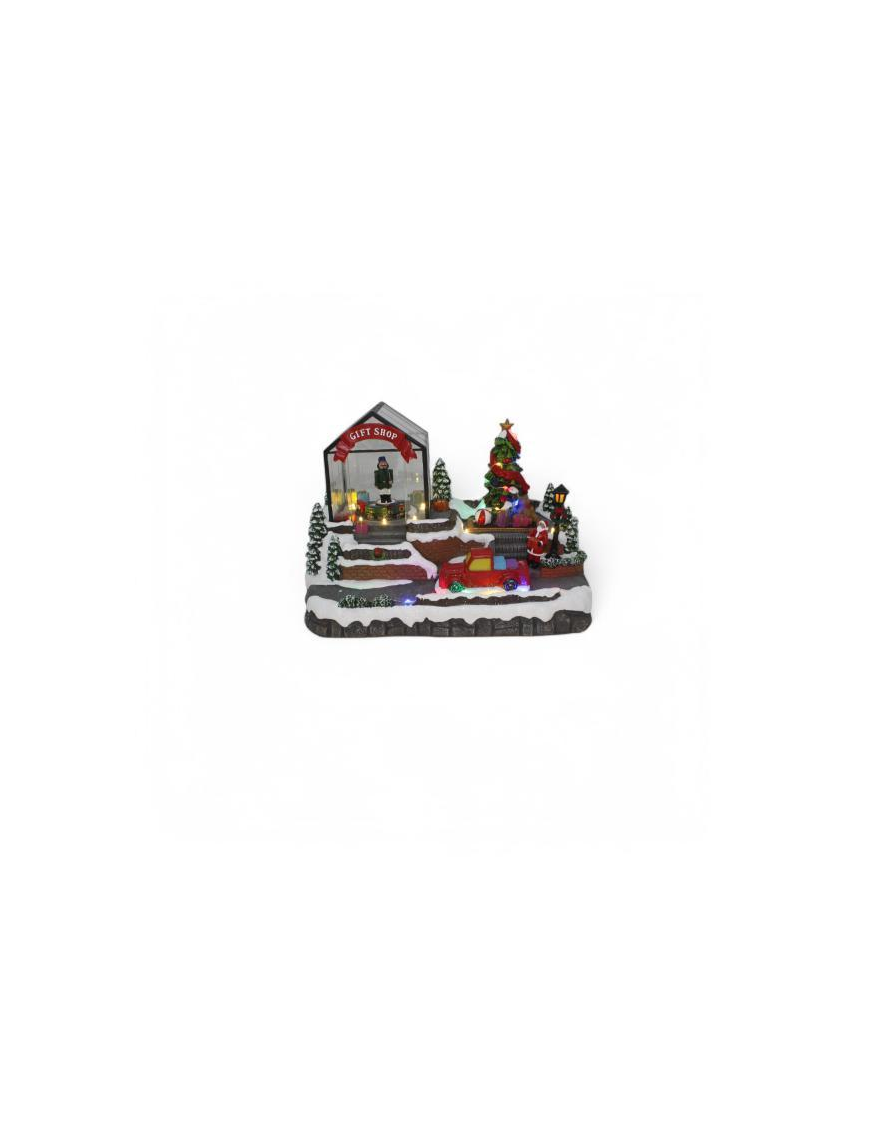 VILLAGGIO CON LUCE+MOVIMENTO+MUSICA 32x22x21cm
