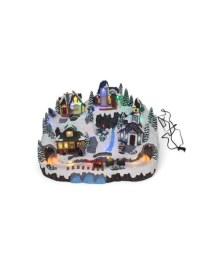 VILLAGE WITH LIGHT + MOVEMENT + MUSIC 41x28x28cm