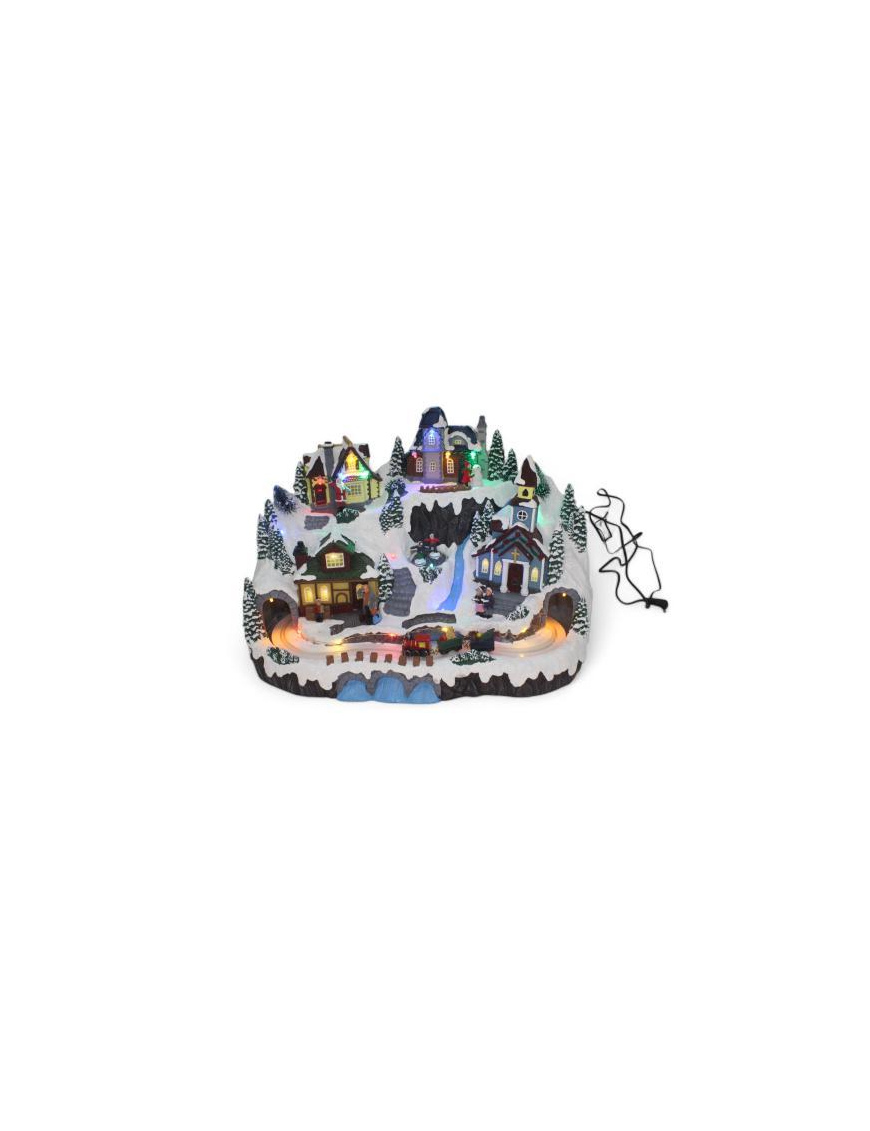 VILLAGE WITH LIGHT + MOVEMENT + MUSIC 41x28x28cm