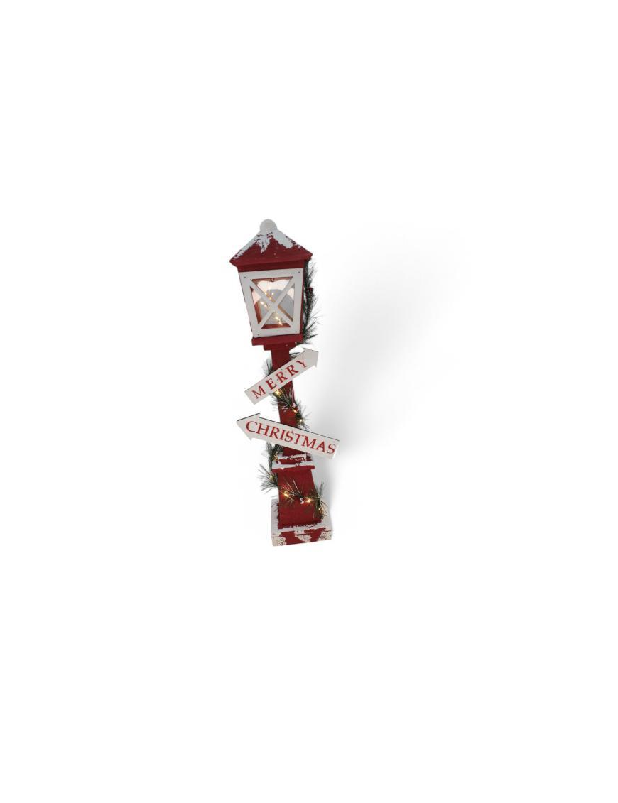LUMINOUS RED WOODEN STREET POST 13x60cm