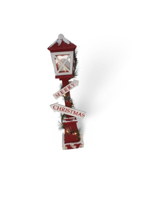 LUMINOUS RED WOODEN STREET POST 13x60cm