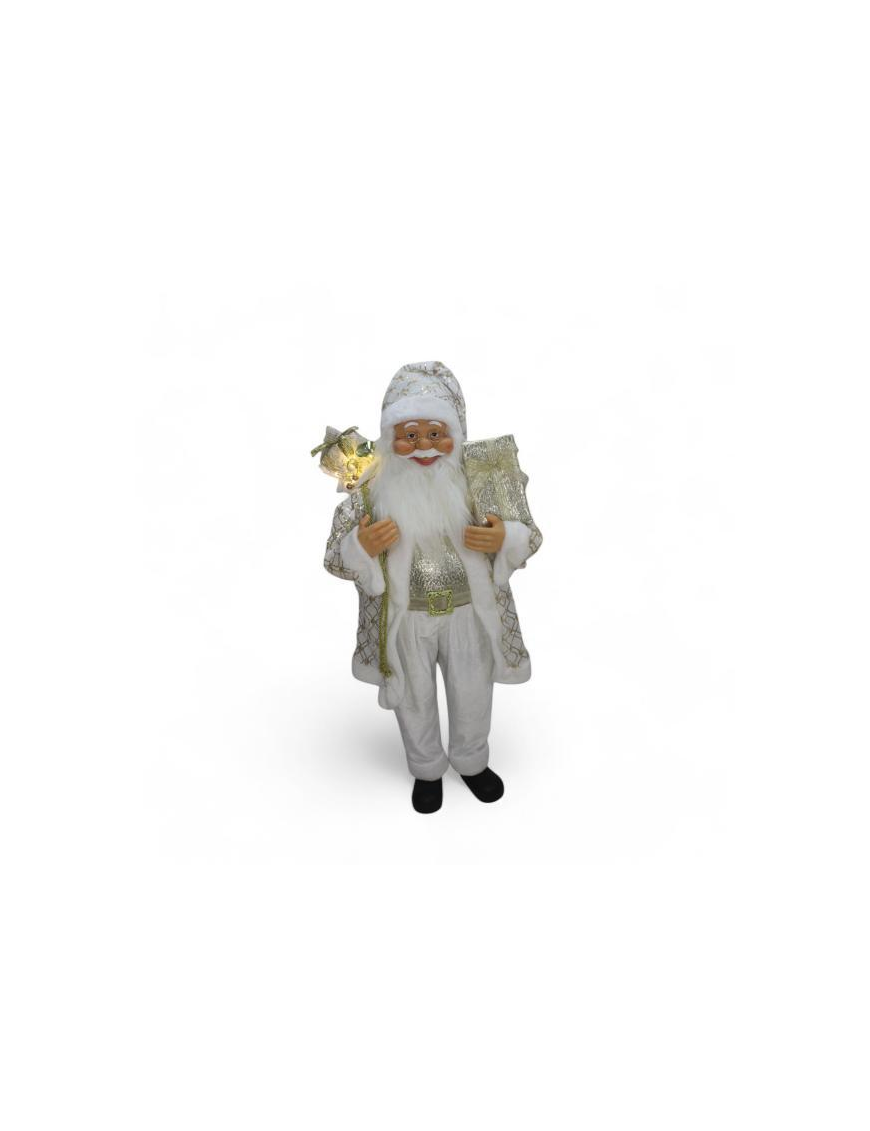 WHITE SANTA CLAUS 110cm WITH LIGHTS + MUSIC