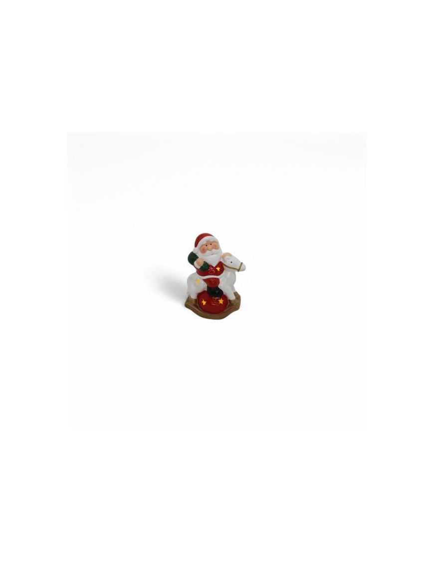 SOGGETTO NATALIZIO BABBO NATALE CON CAVALLO 14cm