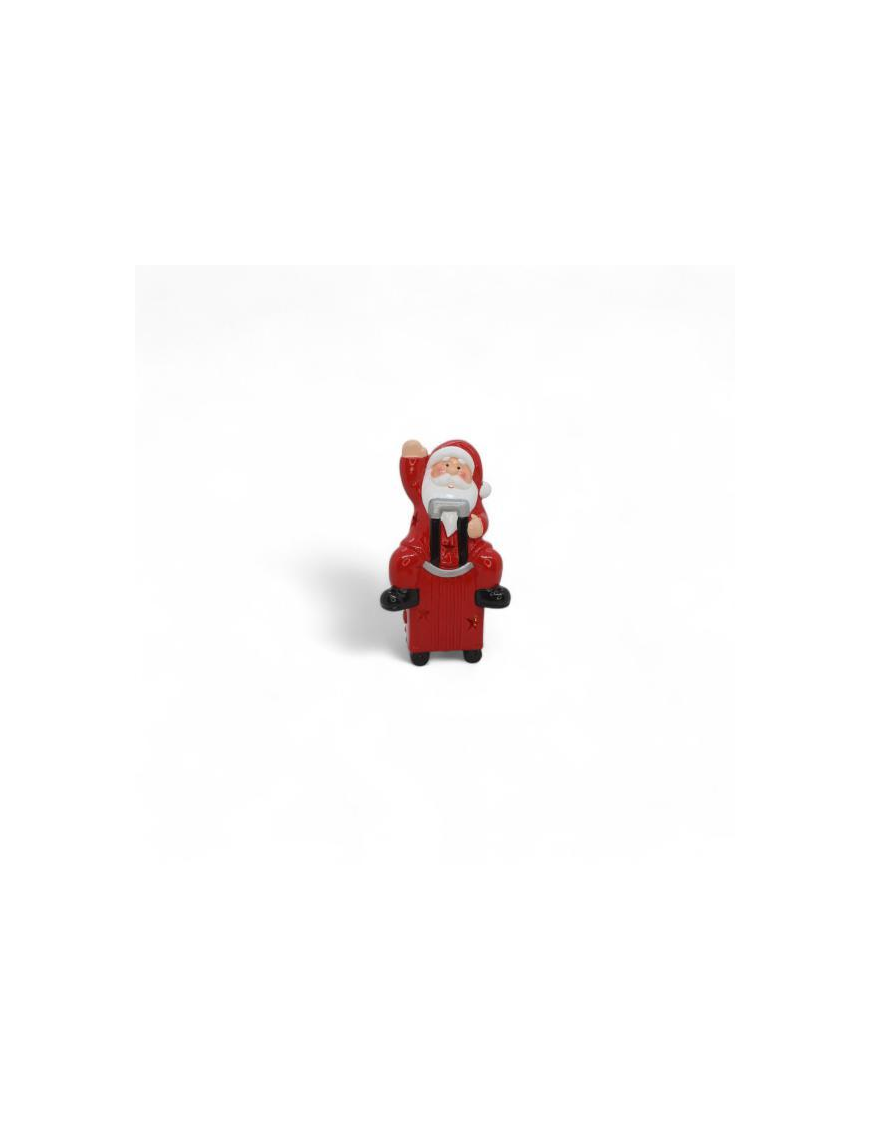 BABBO NATALE CON TROLLEY E LED 23cm