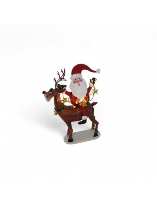 LINEA METALLO CON LED RENNA CON BABBO NATALE  29x12x40