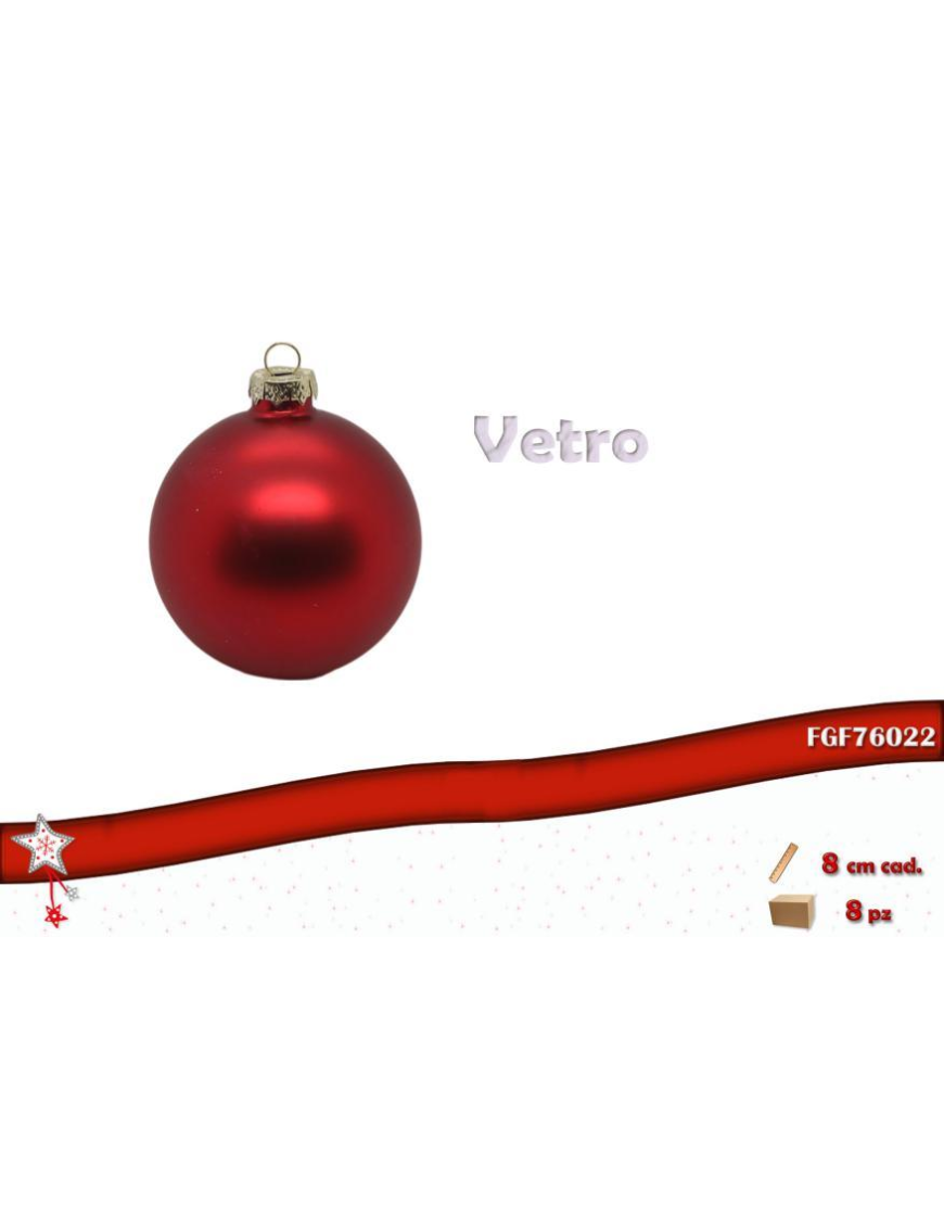 LINEA VETRO SFERE ROSSO MATTO  8cm 16pezzi