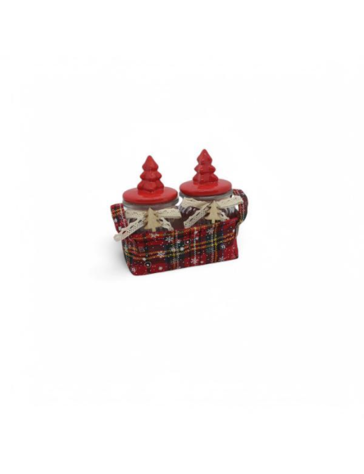 JAR WITH TARTAN BASKET 2 pieces 18x10x15