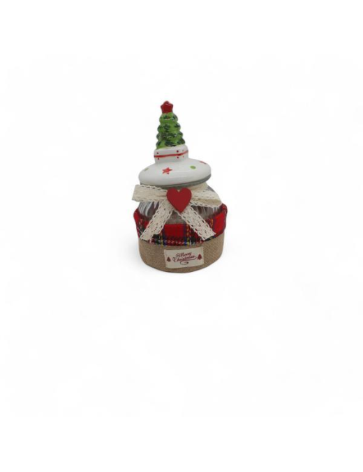 BARATTOLO CON CESTINO TARTAN 1pezzi  12x21cm