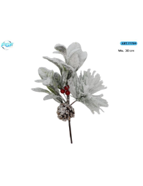 30cm SNOW-COVERED PICK WITH RED BERRIES