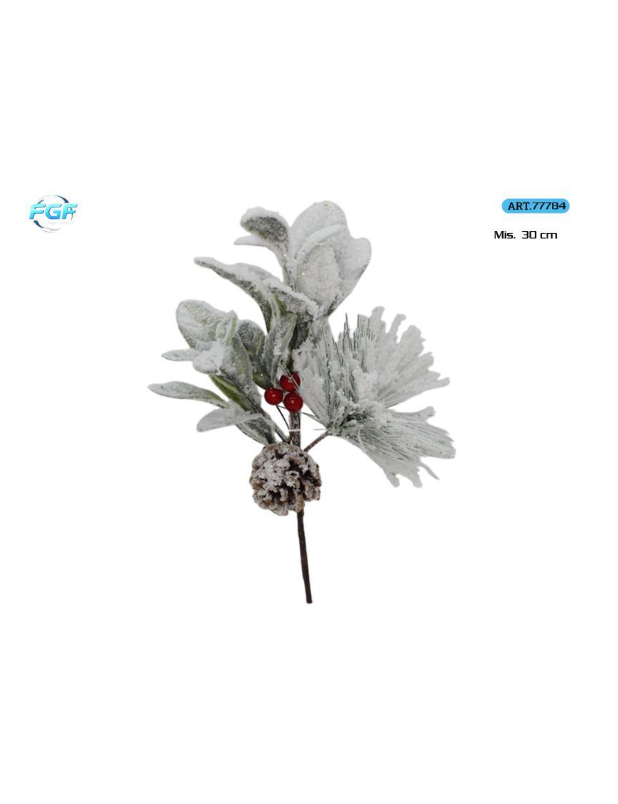 30cm SNOW-COVERED PICK WITH RED BERRIES