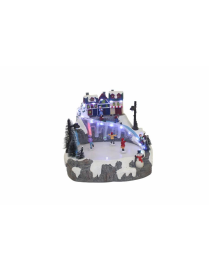 VILLAGGIO CON LUCE+MOVIMENTO+MUSICA 24x18x20cm