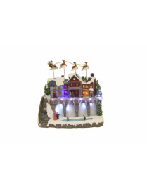 VILLAGGIO CON LUCE+MOVIMENTO+MUSICA 36x21x32cm