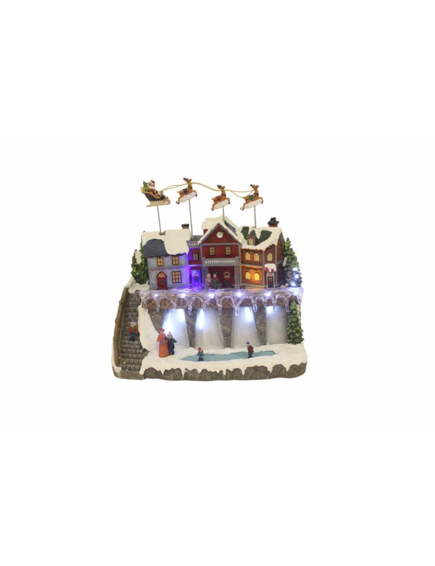 VILLAGE WITH LIGHT + MOVEMENT + MUSIC 36x21x32cm