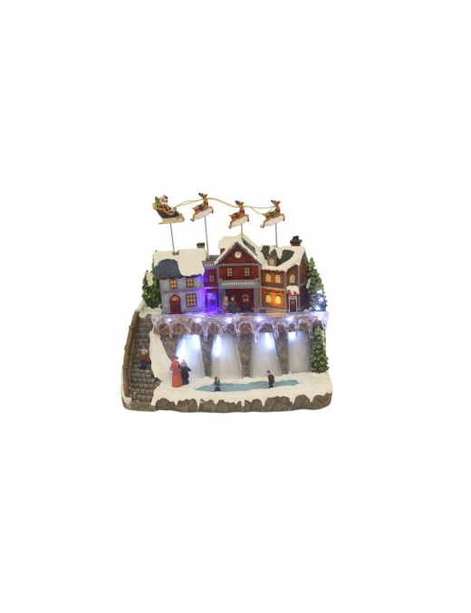 VILLAGGIO CON LUCE+MOVIMENTO+MUSICA 36x21x32cm