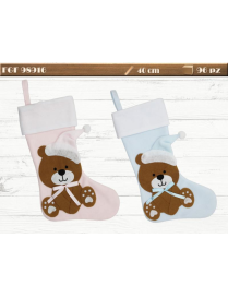 40cm FABRIC EPIPHANY STOCKING WITH TEDDY BEAR