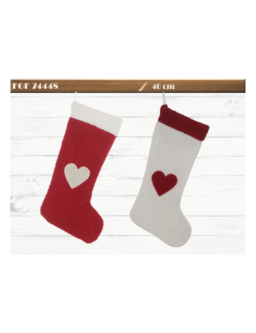 40cm FABRIC EPIPHANY STOCKING WITH HEART