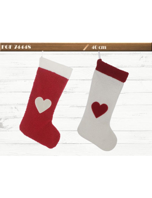 40cm FABRIC EPIPHANY STOCKING WITH HEART