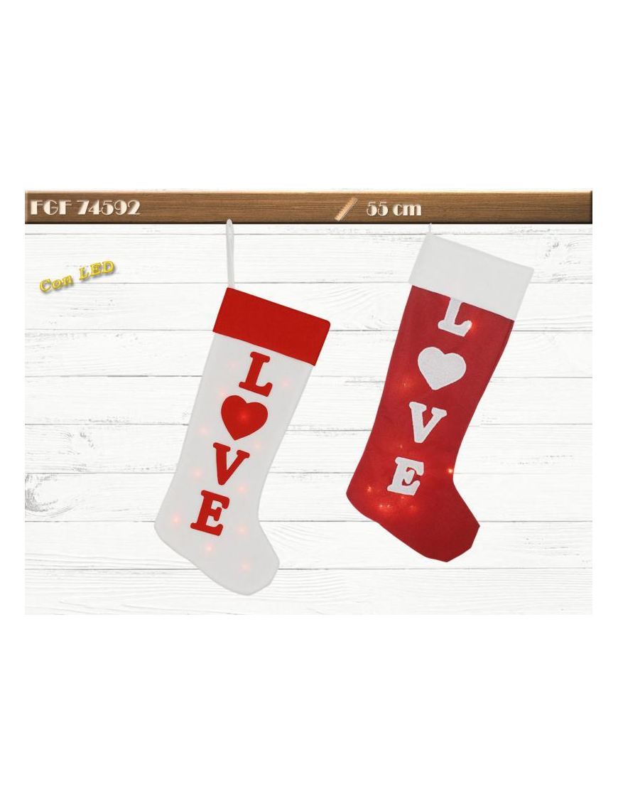 50cm FABRIC EPIPHANY STOCKING WITH LEDS AND WRITING