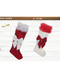 55cm FABRIC EPIPHANY STOCKING WITH LED AND BOW
