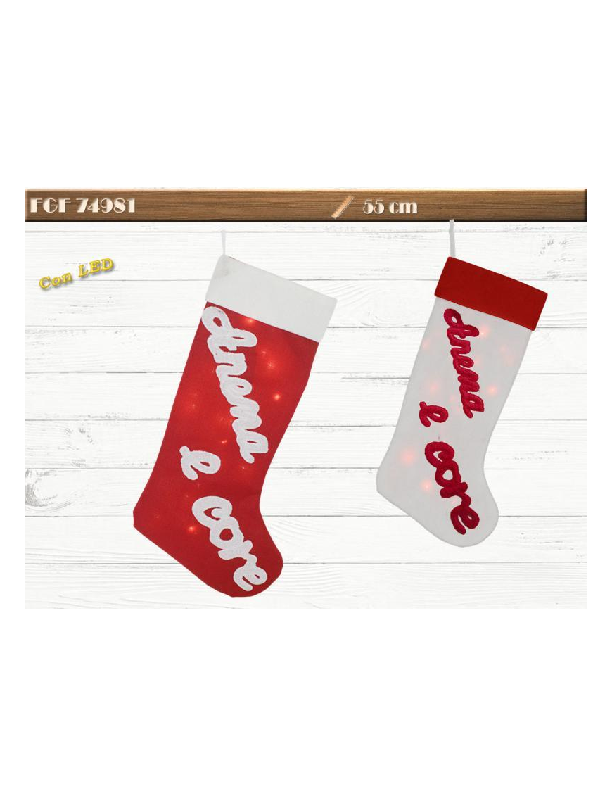 55cm FABRIC EPIPHANY STOCKING WITH LED AND SENTENCE