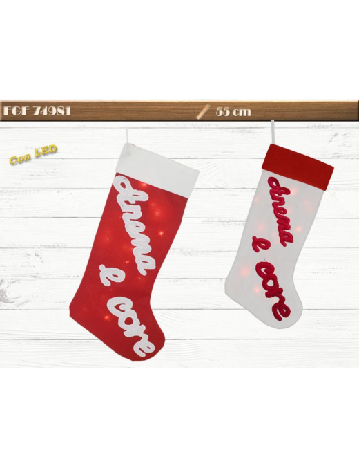 55cm FABRIC EPIPHANY STOCKING WITH LED AND SENTENCE