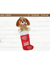 CALZA EPIFANIA  TESSUTO 60cm CON PELUCHE CANE