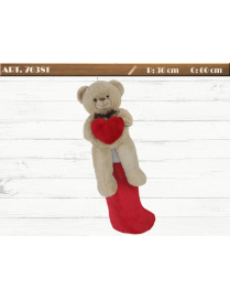 60cm FABRIC EPIPHANY STOCKING WITH PLUSH BEAR
