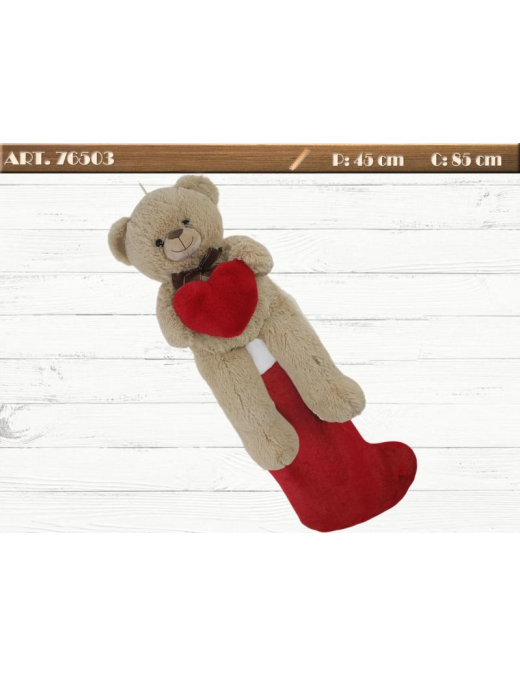 CALZA EPIFANIA  TESSUTO 85cm CON PELUCHE ORSO