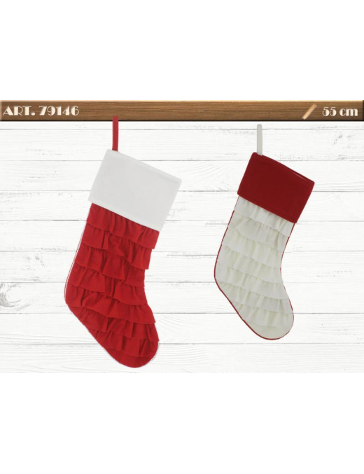 EPIPHANY FABRIC STOCKING 55cm WITH RUFFLE