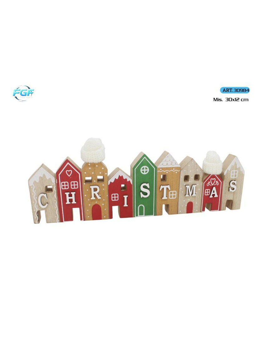 SCRITTA LEGNO DEC.NATALIZIA 30x12 30984