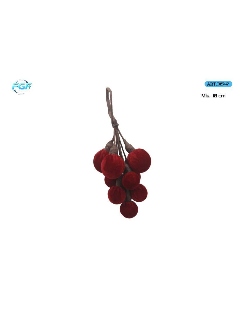 GRAPPOLO TESSUTO ROSSO 18cm 31547