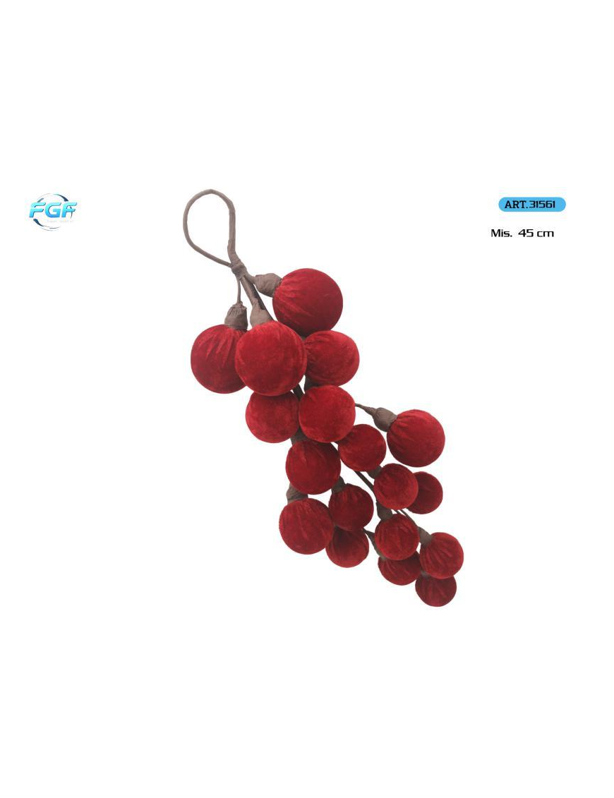 GRAPPOLO TESSUTO ROSSO 45cm 31561