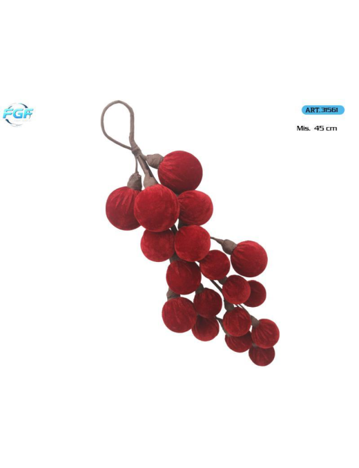 GRAPPOLO TESSUTO ROSSO 45cm 31561