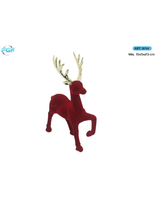 L.VELLUTO ROSSO/ORO RENNA PLAST. 23cm