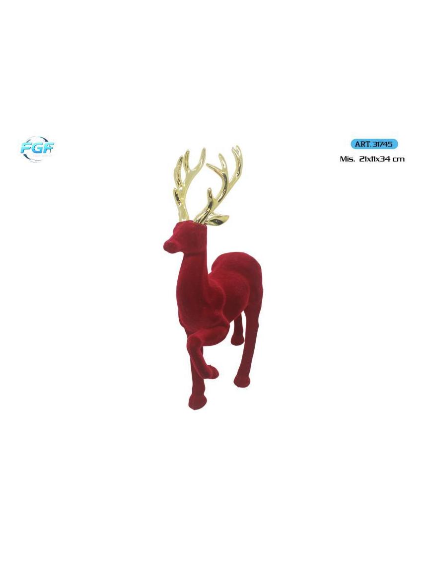 L.VELLUTO ROSSO/ORO RENNA PLAST. 34cm