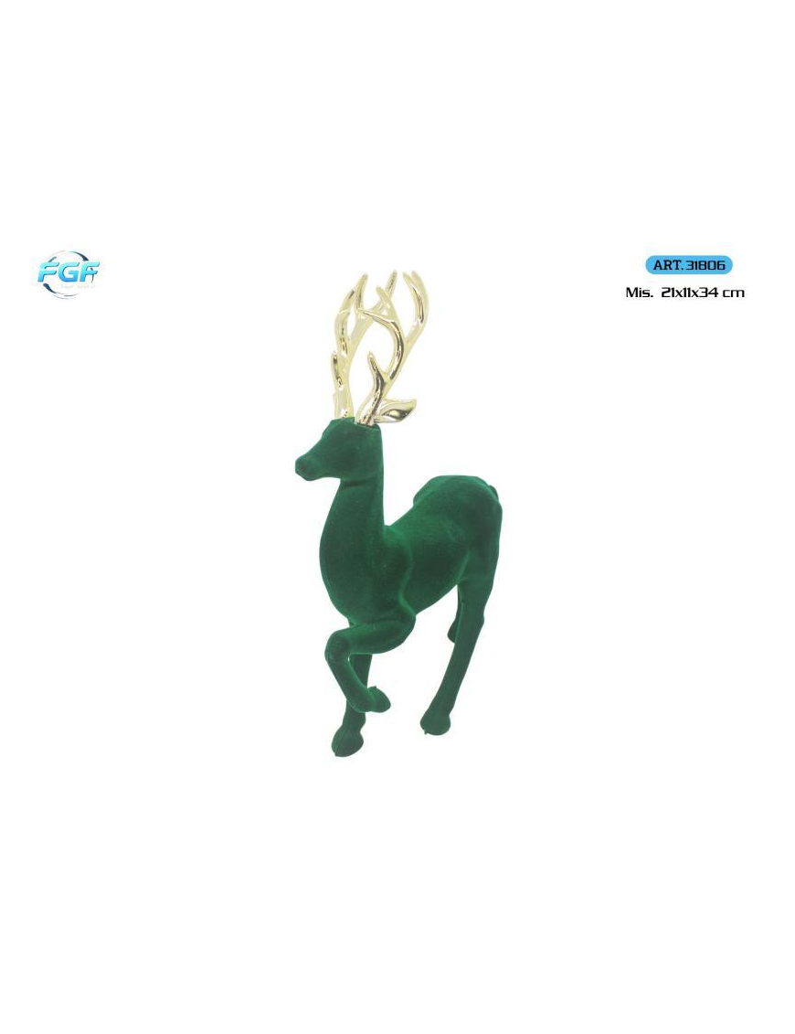 L.VELLUTO VERDE/ORO RENNA PLAST. 34cm