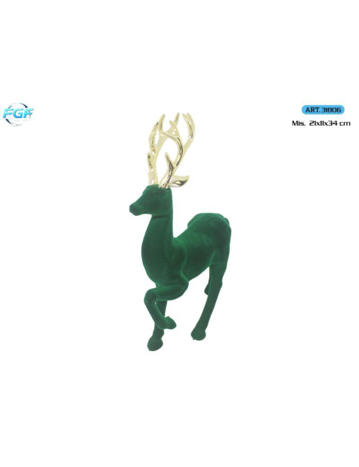 L.VELLUTO VERDE/ORO RENNA PLAST. 34cm