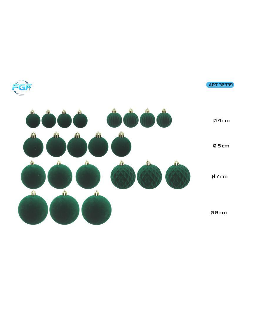 LINEA VELLUTO VERDE SFERE 22pzMISURE ASSORTITE