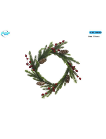 CORONA 35cm PVC C/BACCHE ROSSE 32698