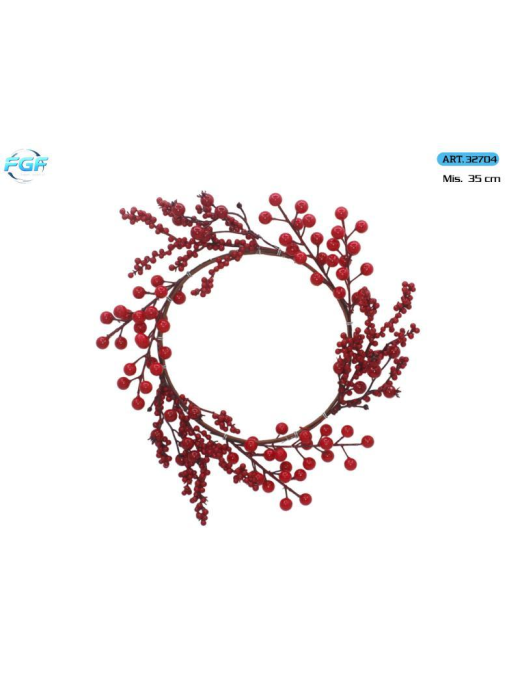 CORONA 35cm BACCHE ROSSE 32704