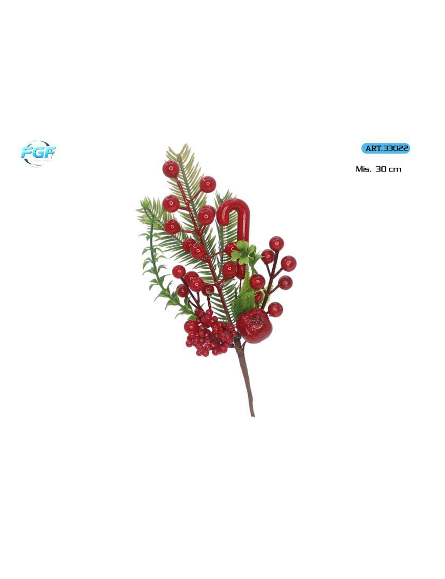 PICK C/BACCHE ROSSE+DECORAZIONI 30cm